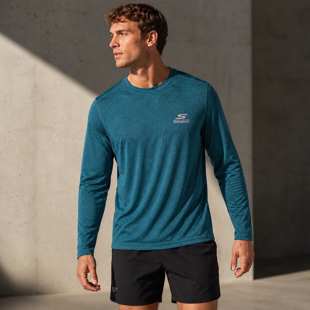 SKECHERS Performance Mens Long Sleeve Crew Neck Athletic Pullover Size Large